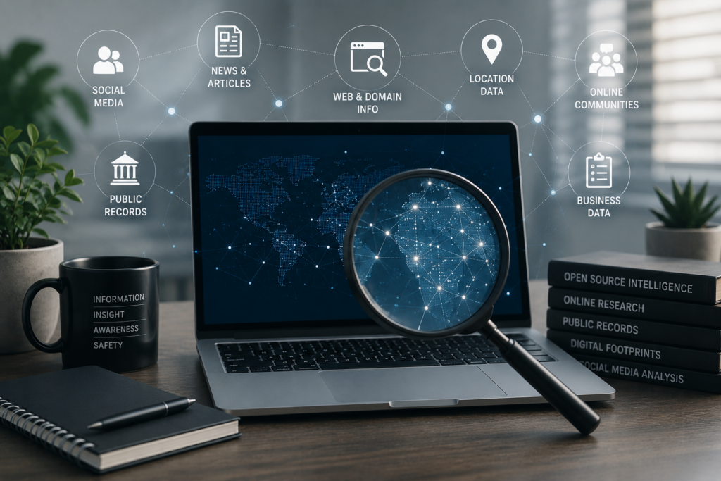 Open source intelligence research using publicly available online information